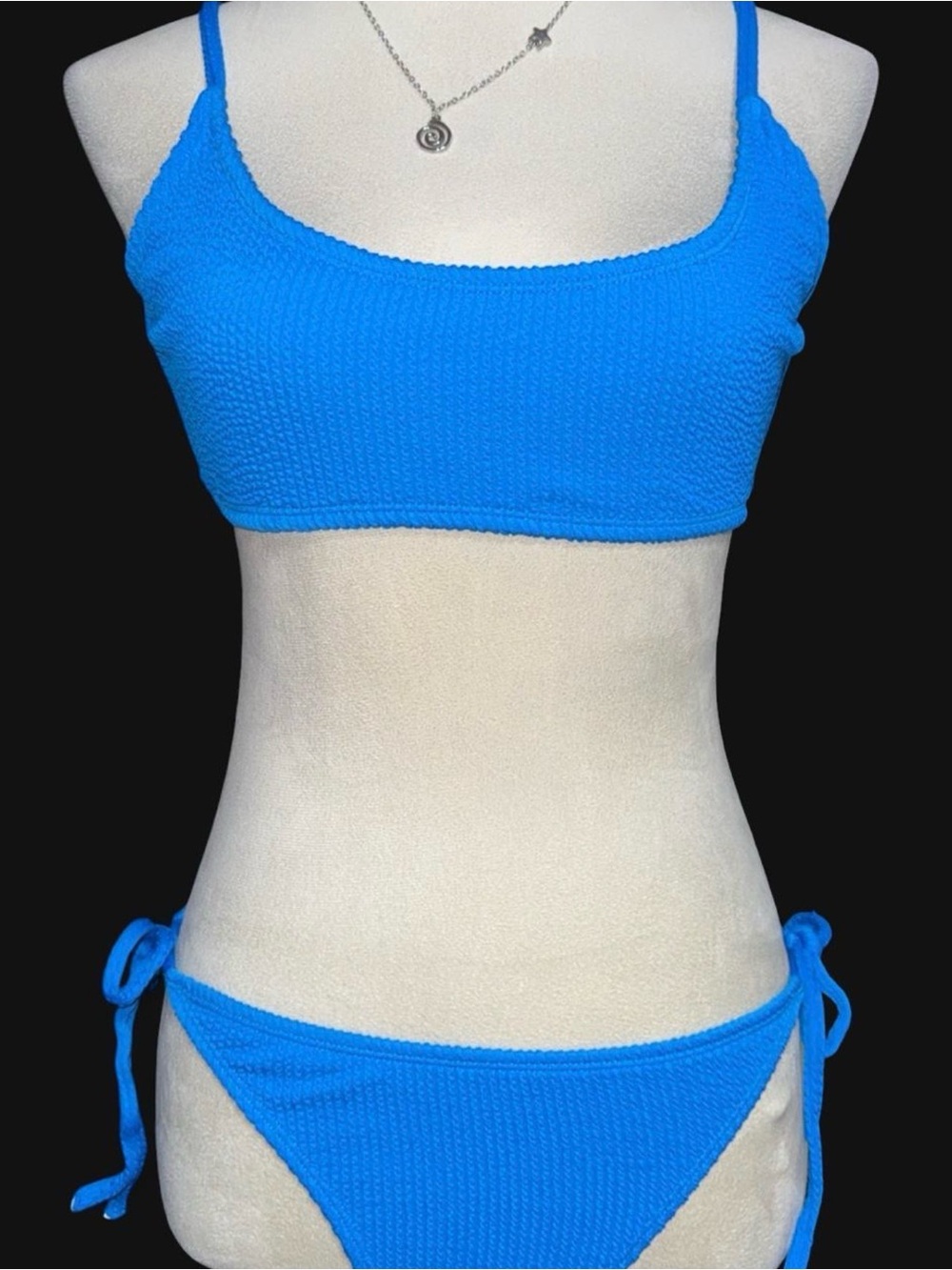 No Boundaries Bright Blue Textured Bikini Set